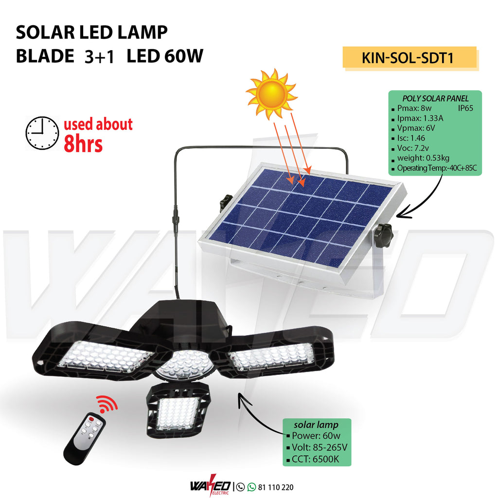 Led Solar Lamp - 60Watt/8HRS