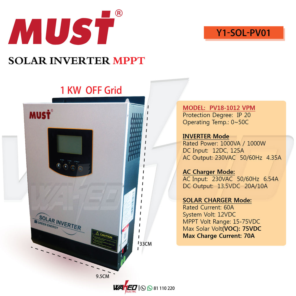 Solar Inverter-OFF Grid  - MUST 1KW