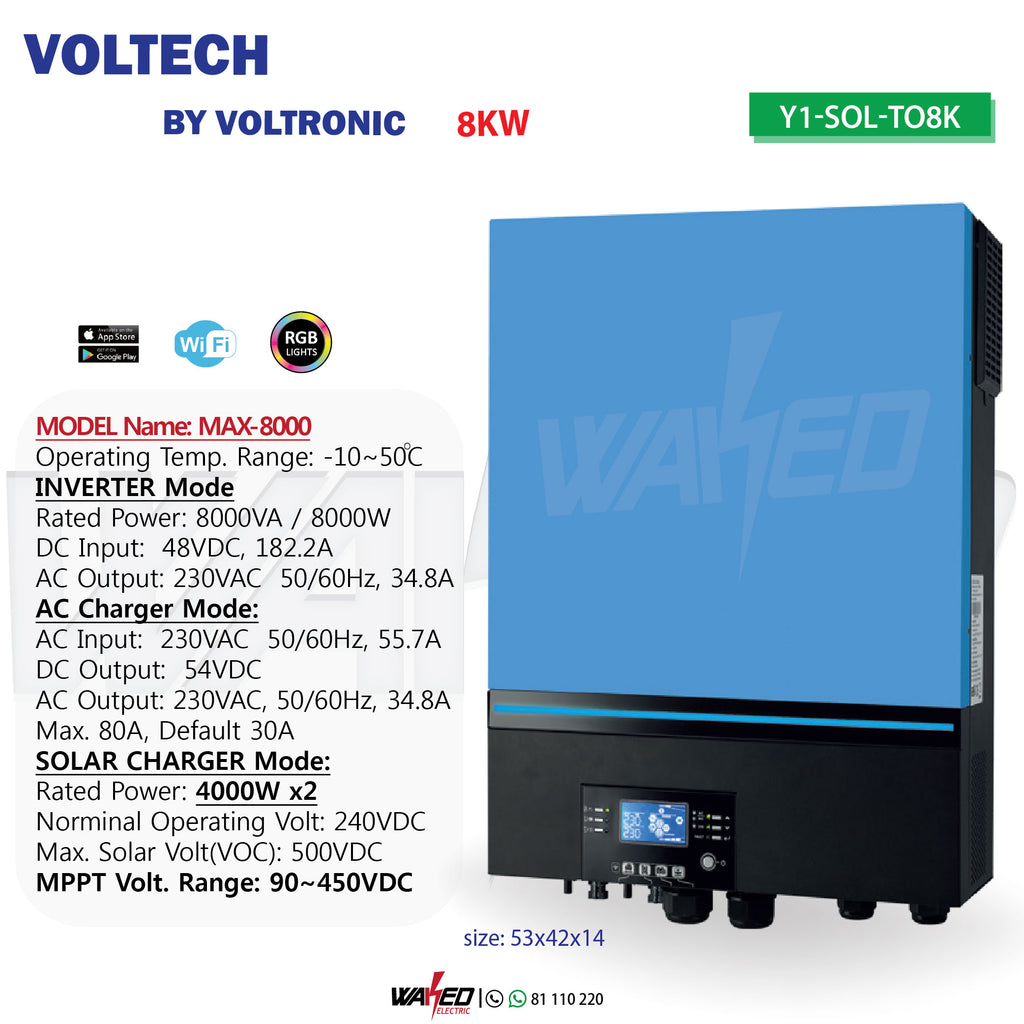 SOLAR INVERTER used - 8KW - VOLTECH BY VOLTRONIC