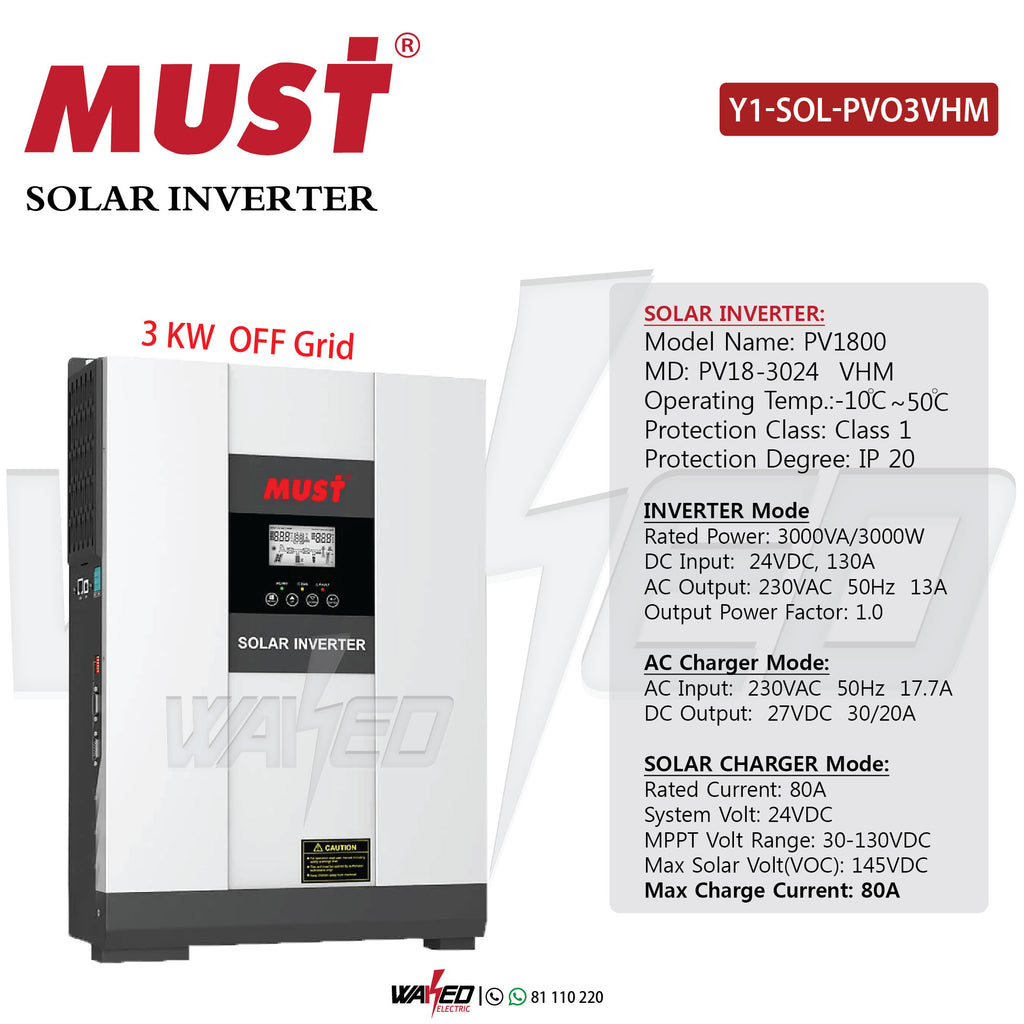 SOLAR INVERTER - OFF GRID - 3KW - MUST