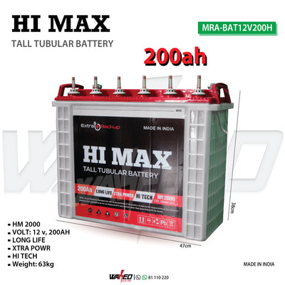 Tall Tubullar Battery - 200A - HI MAX