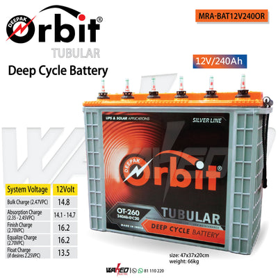 Deep Cycle Battery - 240AH/12V - Tubular/Silver Line - ORBIT