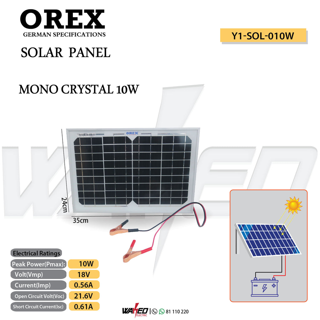 Solar Panel - Mono Crystal 10W - OREX