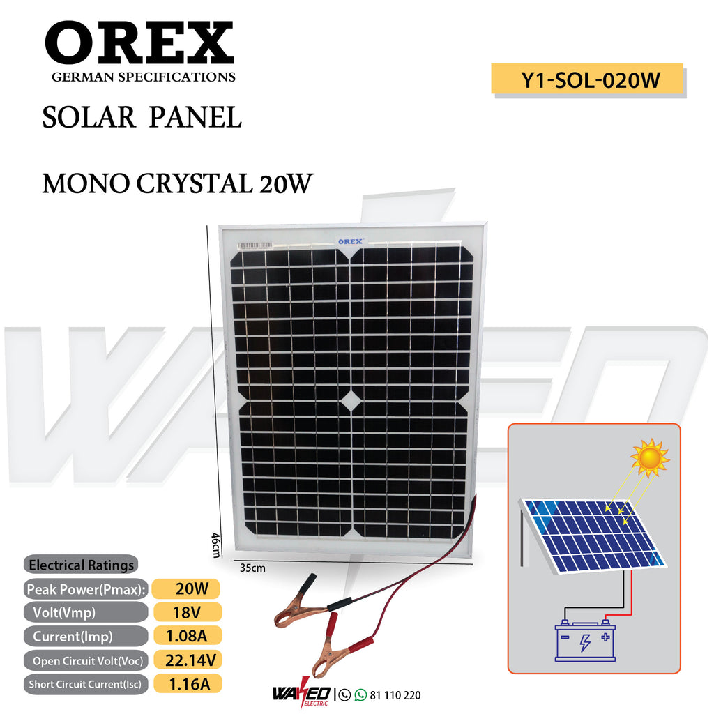 Solar Panel - Mono Crystal 20W - OREX