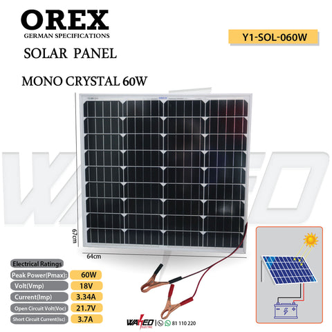 Solar Panel - Mono Crystal 60W - OREX