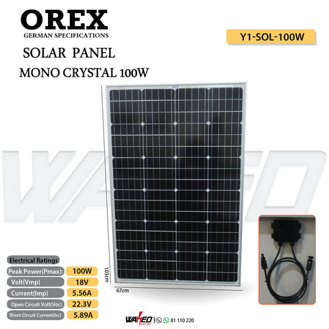 Solar Panel - Mono Crystal 100W - OREX